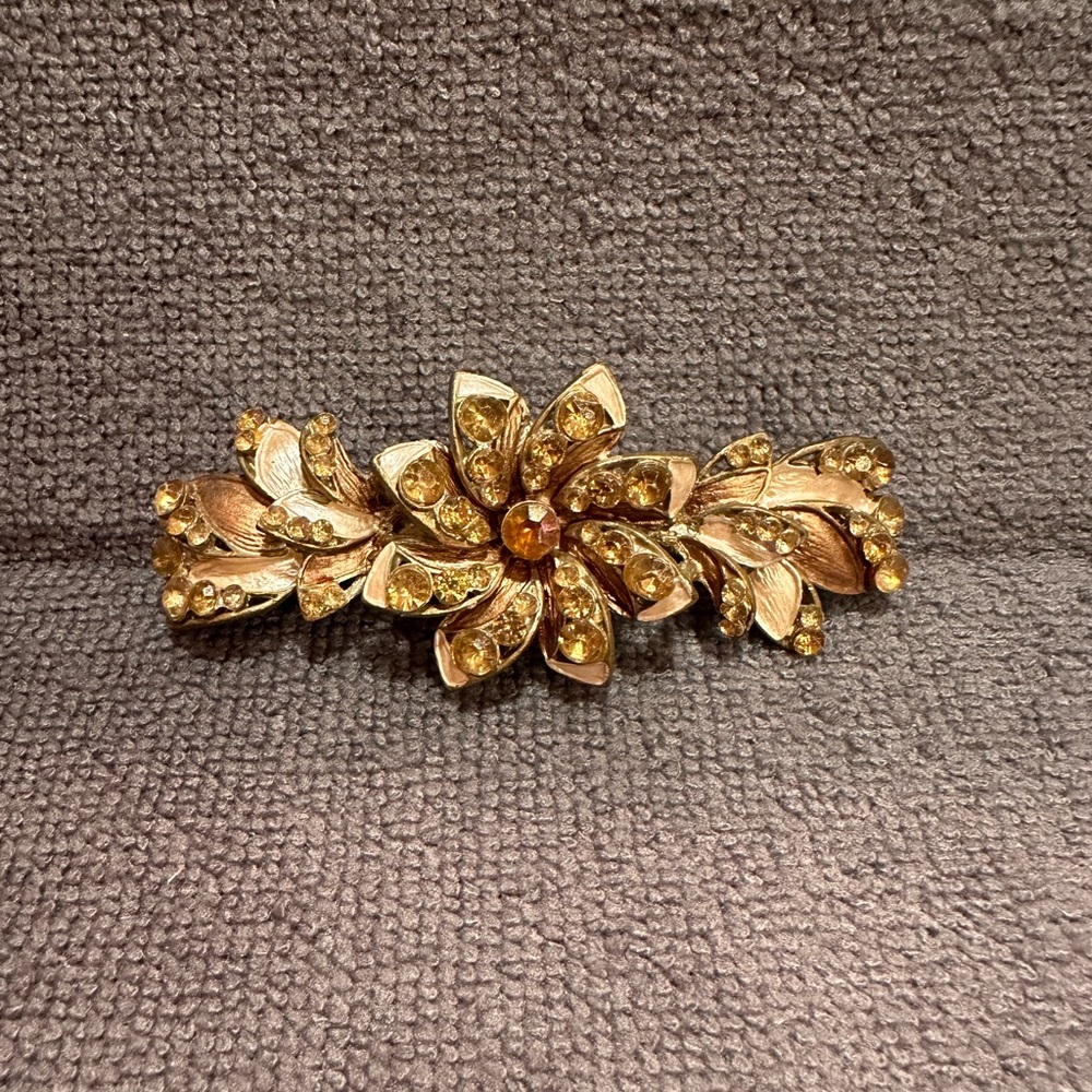 Vintage enamel rhinestone French style barrette